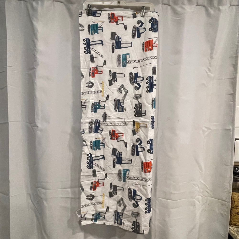 Pottery Barn Kids Construction Toddler Flat Sheet Organic Cotton Blue Orange
